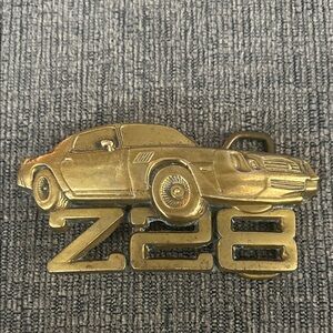 Vintage 1979 Baron Solid Brass Z28 Muscle Car Belt Buckle